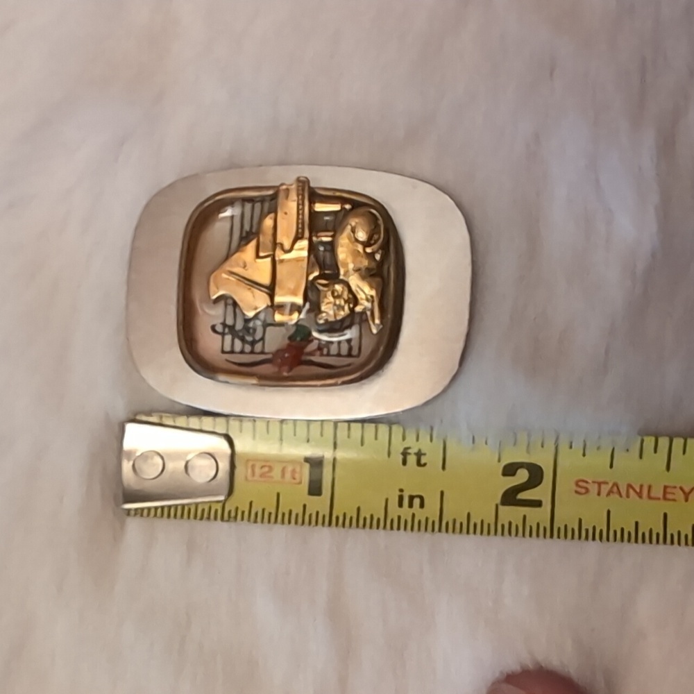 Silver& Gold Toned Cat at The Piano Brooch - Picture 7 of 7
